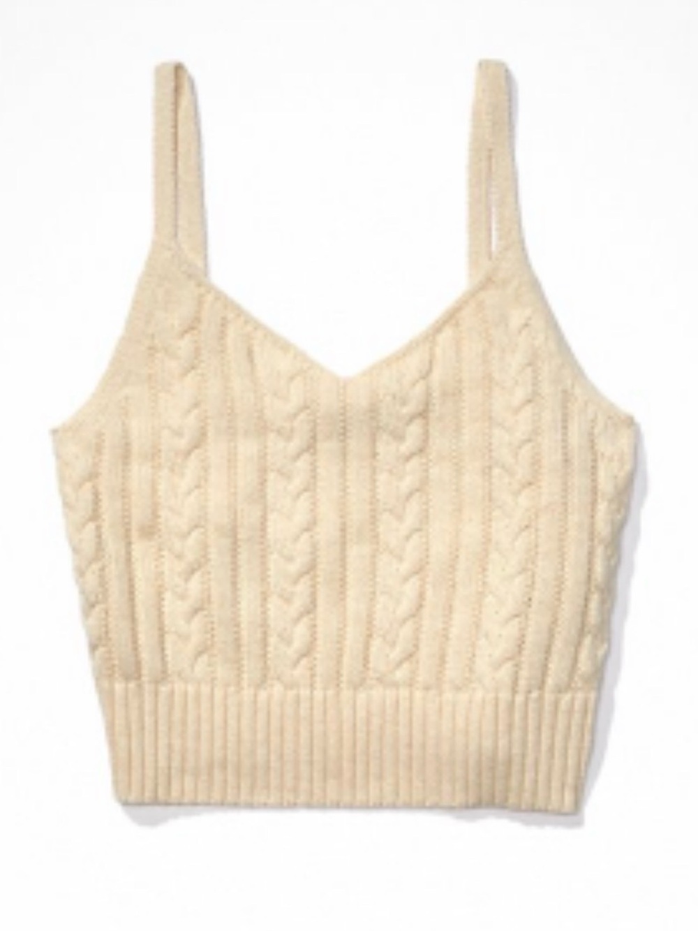 American Eagle AE Cable Knit Cami Sweater Tank Top 100% Cotton Medium Cream